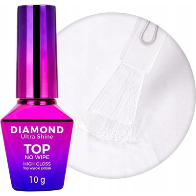 Vrchný lak s vysokým leskom Diamond Ultra Shine top no wipe high gloss MollyNails 10g