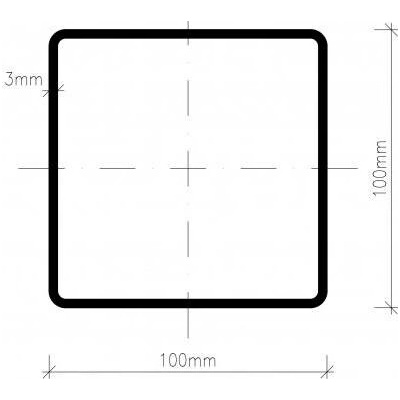 Pozinkovaný jekl 100 x 100 x 3 mm - délka 2,5 m