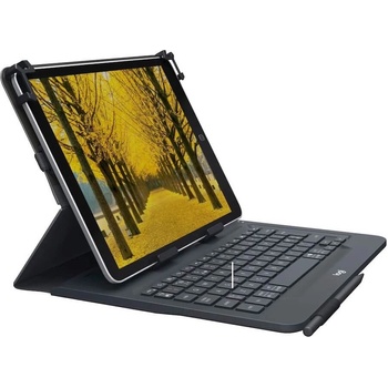 Image 1 of Logitech Universal Folio Keyboard Case UK - универсален кожен калъф и безжична блутут клавиатура за таблети от 9 до 10 инча (черен)