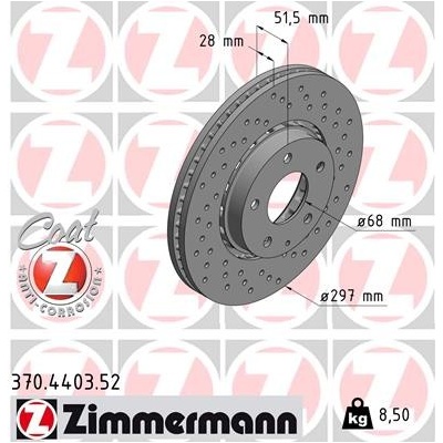 ZIMMERMANN Brzdový kotúč 370.4403.52