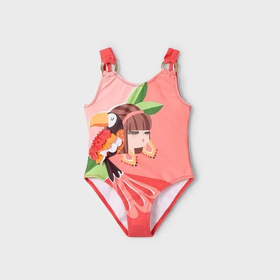 MAYORAL Цял бански момиче и птица в цвят мандарина за мини момиче Майорал