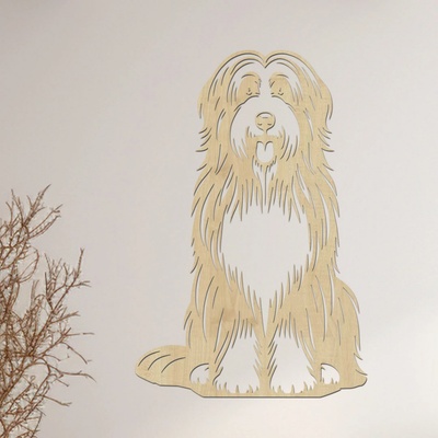 dřevo života Dřevěný obraz Bearded Collie Rozměry (cm): 46x60, Zvolte barvu dekoru: Javor