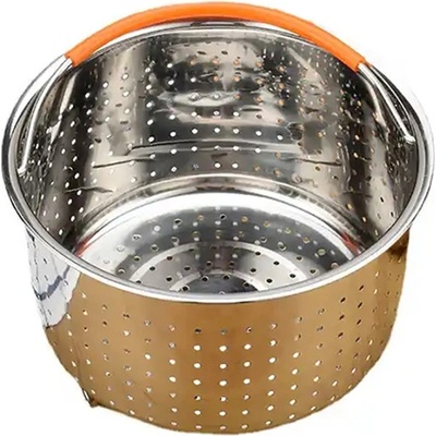 Izibizi Кошница за пържене и готвене на пара Izibizi SSST-IZB-06, 3.2 л, Разглобяема дръжка, Разделител, Инокс/оранжев (SSST-IZB-06)