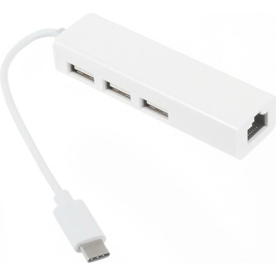 AppleKing redukcia USB-C na USB 2.0 rozbočovač (3 porty) s Gigabyte ethernet adaptérom pre MacBook - biela