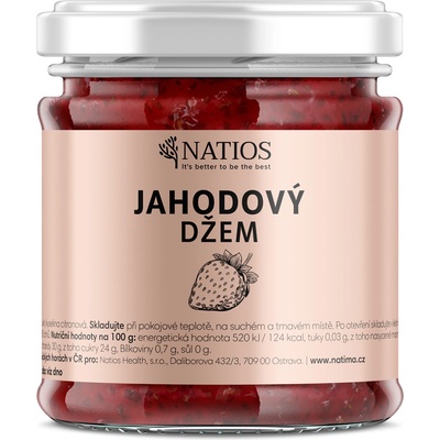 NATIOS Jahodový džem, 80% obsah ovoce, 210 ml
