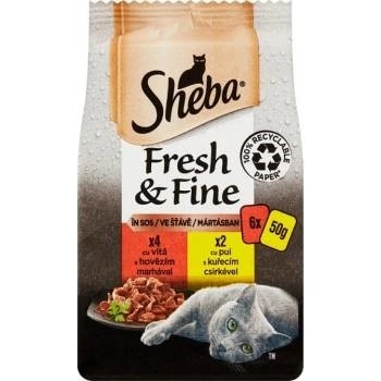Sheba Fresh & Fine kura a hovädzie 6 x 50 g
