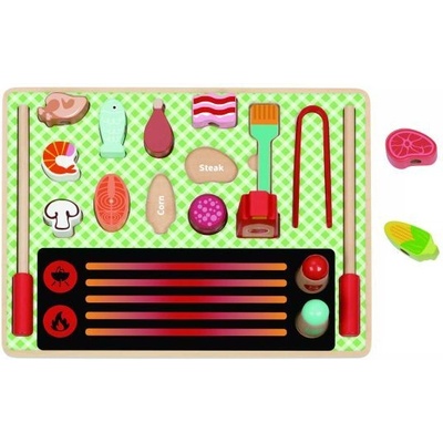 Tooky Toy Tooky Toy: Дървен комплект за игра на грил с аксесоари (TJ454)