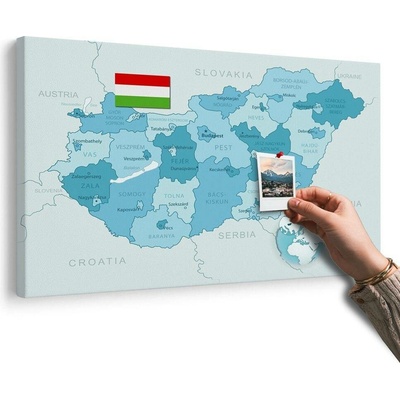 Obraz na korku elegantná modrá mapa Maďarska - 120x80 color mix