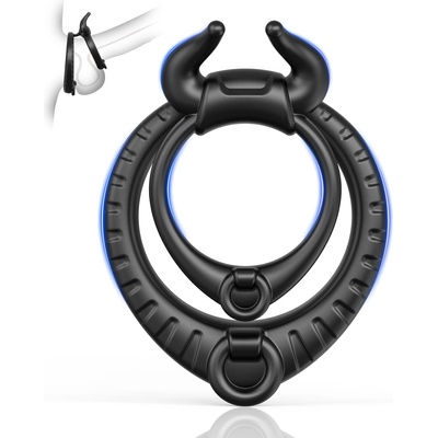 Paloqueth Bull Shape Dual Soft Silicone Erection Ring Black