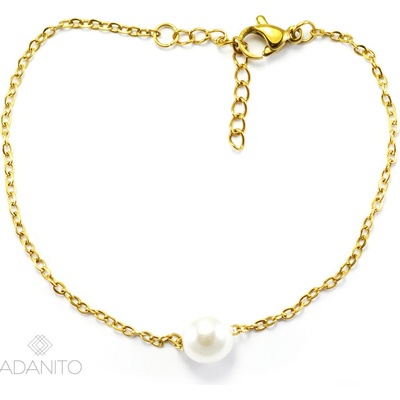 MEUCCI DS424B Pozlacený náramek z chirurgické oceli s perlou