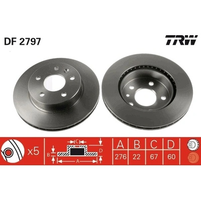 Brzdový kotúč TRW DF2797