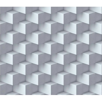 DIMEX ART s. r. o Луксозна флизелинова тапета сиви 3d кубчета хоризонтално