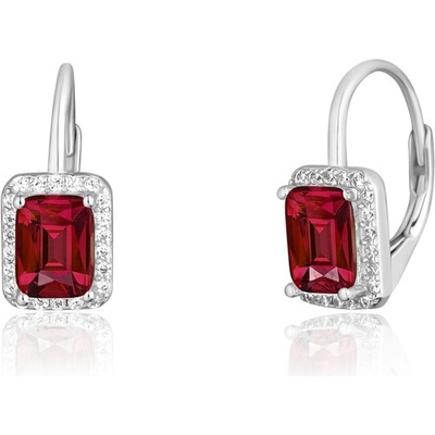 JVD Dámské stříbrné náušnice klasické na patent s rubíny SVLE0478SH2R100