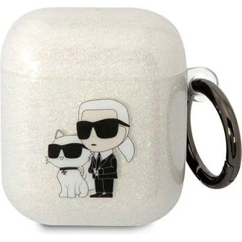 Image 1 of Karl Lagerfeld Кейс Karl Lagerfeld KLA2HNKCTGT за AirPods 1/2, прозрачен, Gliter Karl&Choupette (KF001574-0)