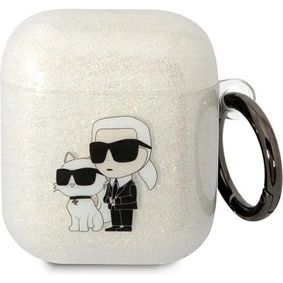 Karl Lagerfeld Кейс Karl Lagerfeld KLA2HNKCTGT за AirPods 1/2, прозрачен, Gliter Karl&Choupette (KF001574-0)