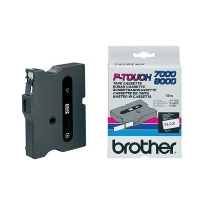 Páska do tiskárny štítků Brother, TX-231, 12mm, černý tisk/bílý podklad, O TX231