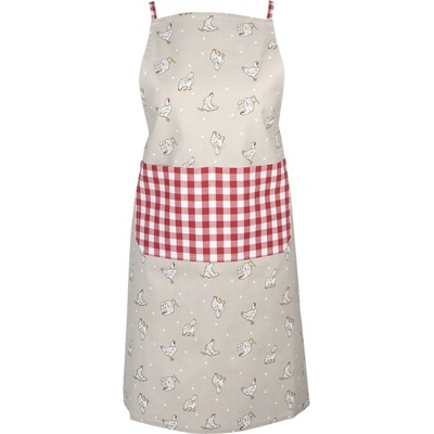 Clayre & Eef Červená zástěra Lucky Chicken 70x85 cm