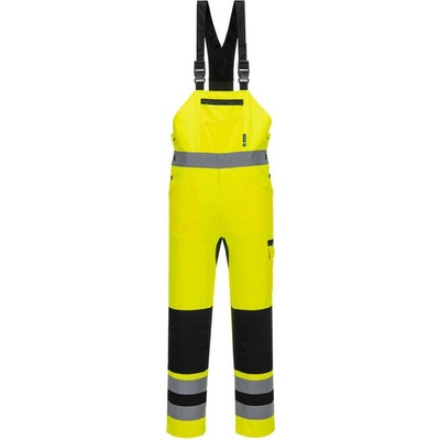 PortWest HI-VIS WX2 CD852 ECO reflexní kalhoty s laclem HV žluto-černá