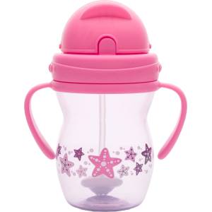 Lorelli Чаша с дръжки и сламка Lorelli Baby Care - 275 ml, Pink/Purple (10230600005)