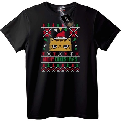 NOONEBRAND Тениска Мех! Коледна Котка - 2XL, White