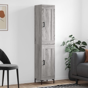 vidaXL Висок шкаф, сив сонома, 34, 5x34x180 см, инженерно дърво (3200455)