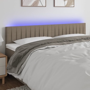 vidaXL LED горна табла за легло, таупе, 180x5x78/88 см, плат (3121868)