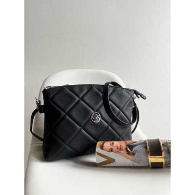 Dvojpriehradková crossbody kabelka GS-301-black/silver