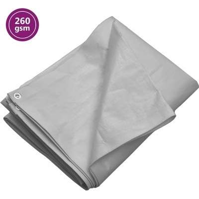 vidaXL Plachta 6 x 10 m 260 g/m² šedá HDPE 151508