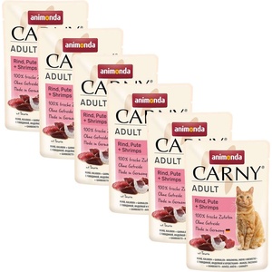 Animonda CARNY Cat Adult говеждо, пуйка + скариди 6 x 85 г