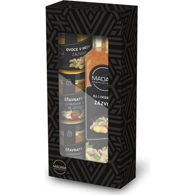 MADAMI Zázvorová čtyřka Ovoce na limonádu Zázvor a Šťavnatý čaj Citrusová směs se zázvorem a Ovoce v medu Zázvor 250 ml a 2 x 55 ml a 66 g