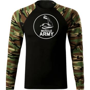 DRAGOWA FIT-T Тениска с дълъг ръкав Muscle Army Biceps, woodland, 160 г/м2 (5642)