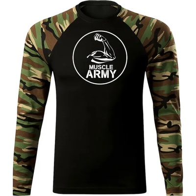 DRAGOWA FIT-T Тениска с дълъг ръкав Muscle Army Biceps, woodland, 160 г/м2 (5642)