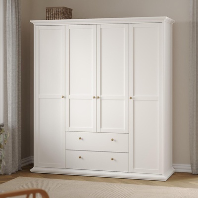 Гардероб четирикрилен Paris 4D2S Бял