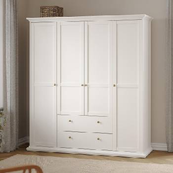 Гардероб четирикрилен Paris 4D2S Бял
