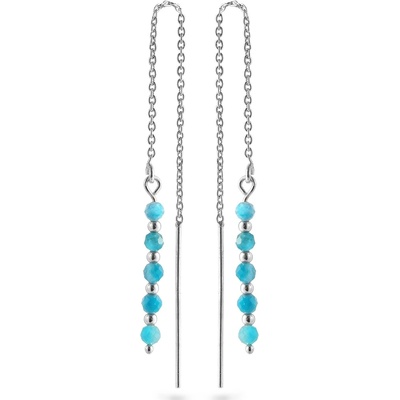 AGAIN Jewelry Stříbrné řetízkové náušnice s apatitem AJKNS001