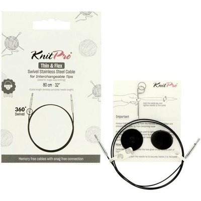 Knitpro Thin & Flex otočná černá lanka na jehlice 56 cm – Zboží Dáma