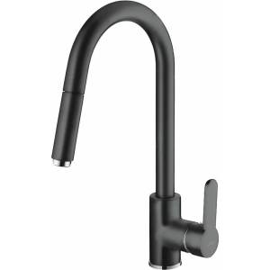INVENA Кухненски смесител Invena Elia с издърпващ се душ, матово черен (BZ-89-W04-C)