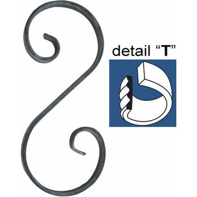 Element tvarovaný,kovaný prvek 230x100, 12x6mm