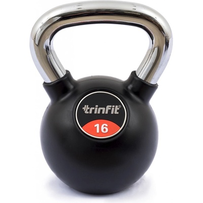 TRINFIT Kettlebell kov / guma s chrom madlem PREMIUM 16 kg