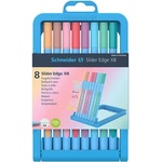 Schneider Комплект химикалки, 0, 7 мм, капачка, SCHNEIDER "Slider Edge XB Pastel", 8 различни пастелни цвята 152289 (152289)