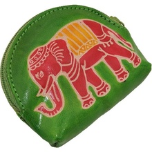 Kožená peněženka na drobné Slon limetková