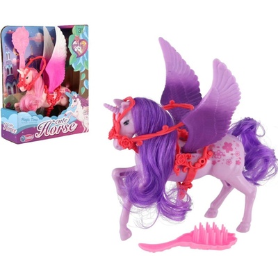 Teddies Jednorožec s krídlami na česanie s hrebeňom 22 cm 3 farby