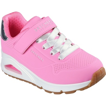Skechers Маратонки Skechers Women's Duraleather Gore and Strap Low-Top Trainers - Hot Pink/Silver