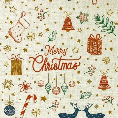 Dekorační látka JOY, vánoční motiv, š.140
