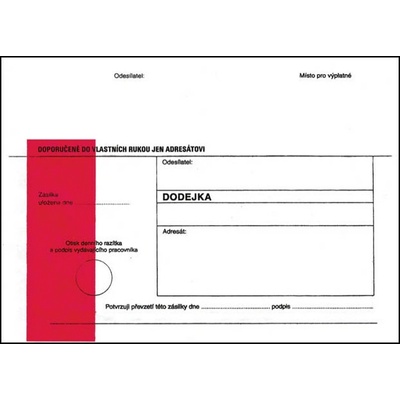 Krpa Obálky B6 s dodejkou, vytrhovací okénko - s červeným pruhem / 1000 ks 33536