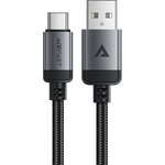 ACEFAST - Кабел за данни (C20-04) - USB към Type-C, 3A, Бързо зареждане, Устойчив на огъване, Найлонова оплетка, 1.2 м - Черен