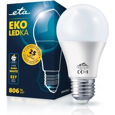 ETA EKO LEDka klasik 8,5W, E27, teplá bílá