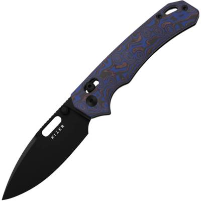 Kizer Outposter Nitro-V Black PVD Coating,vortex pattern micarta V3802CDA2