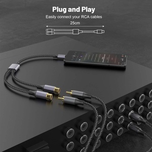 4smarts Активен кабел USB-C мъжко към 2xRCA (чинча) женско за устройства с USB-C порт (20 см) - 4smarts MatchCord Active USB-C Male to 2xRCA Female Adapter Cable (черен) (456903)