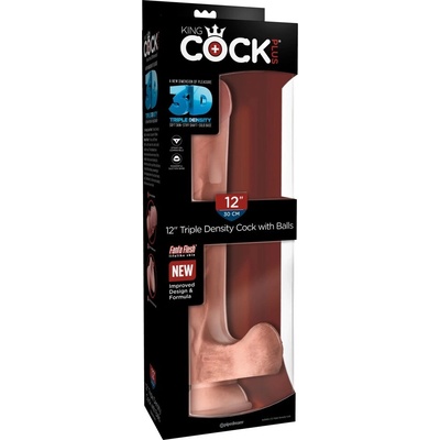 Pipedream King Cock Plus 12″ Triple Density Cock with Balls telové dildo s prísavkou 33 x 5–5,6 cm